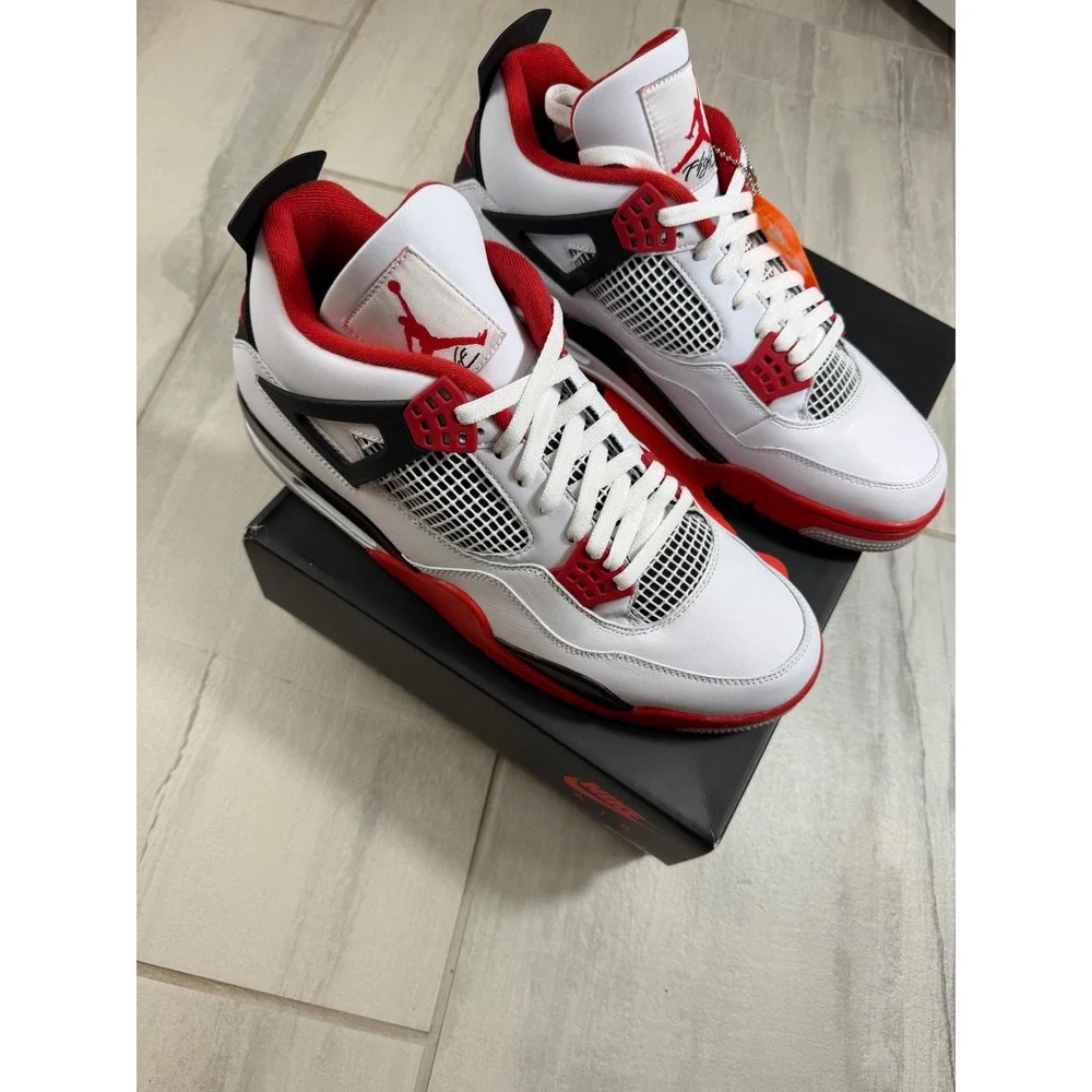 Air Jordan 4 Retro Fire Red 2020 White Black DC7770-160 Mens Size 13